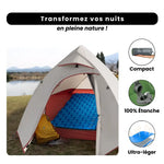 Charger l&#39;image dans la galerie, Matelas Camping Confort Premium dans une tente, offrant confort et légèreté pour vos nuits en pleine nature.
